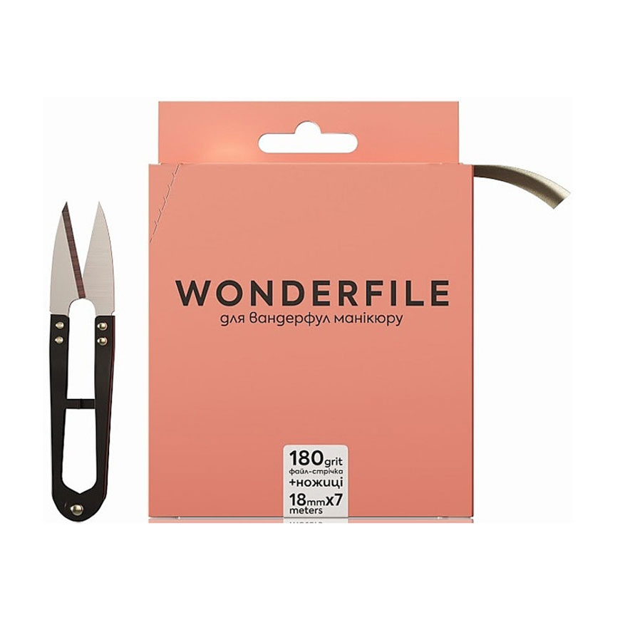 Файл-стрічка для пилки Wonderfile 160*18 мм, 180 грит, з ножицями, 7 м (WFGN160/180)